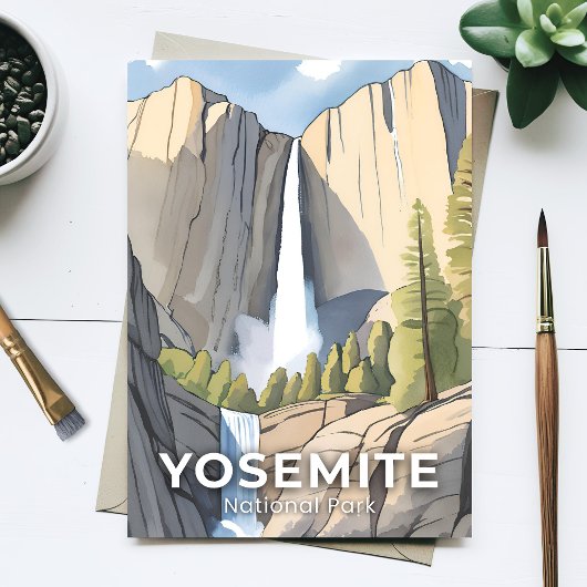 Yosemite-Nationalpark | Wasserfarbenreise Postkarte