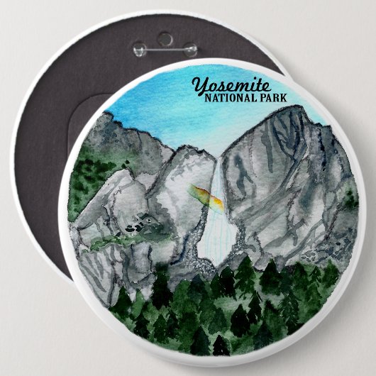 Yosemite Nationalpark Watercolor Button (Vorne & Hinten)