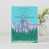 Yosemite Nationalpark Wedding Einladung Retro (Stehend Vorderseite)
