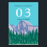 Yosemite Nationalpark Wedding Retro Tischnummer<br><div class="desc">Präsentation der Yosemite National Park Tischnummer Card, die mit lebendigen Retrofarben zum Leben erweckt wird! Sehen Sie sich die majestätische Landschaft des Yosemite Nationalparks an, die diese exquisite Einladung beherbergt. Personalisierung ist von entscheidender Bedeutung - mühelos den Text auf Ihre Hochzeitsspezifikationen abzustimmen. Wählen Sie aus einer Reihe von Schriftart-Stilen und...</div>