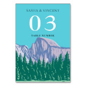 Yosemite Nationalpark Wedding Retro Tischnummer (Rückseite)