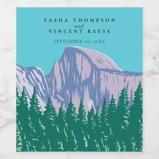 Yosemite Nationalpark Wedding Retro Weinetikett (Einzelnes Label)
