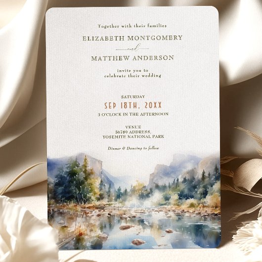 Yosemite Nationalpark Wedding Watercolor Einladung