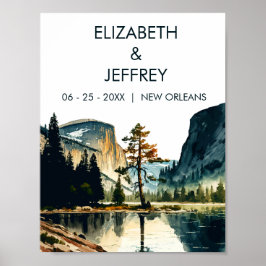Yosemite Nationalpark Wedding Watercolor Poster