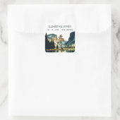 Yosemite Nationalpark Wedding Watercolor Quadratischer Aufkleber (Tasche)