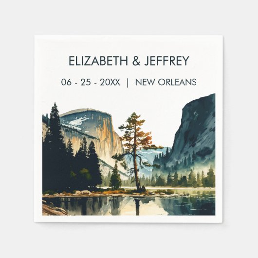 Yosemite Nationalpark Wedding Watercolor Serviette (Vorderseite)