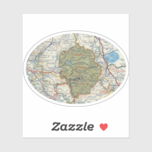 Yosemite NP Vintag Road Map Aufkleber