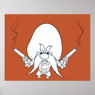 Yosemite Sam Srauking Guns Poster