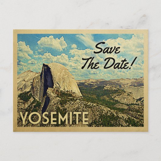 Yosemite Save the Date Vintager Nationalpark Ankündigungspostkarte (Vorderseite)