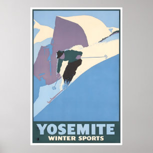 Yosemite-Skiposter Nationalpark-Druck Reise Kunst Poster