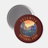 Yosemite Sunset Nationalpark Retro gestört Magnet (Vorderseite/Rückseite)
