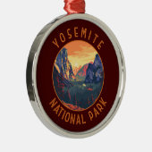 Yosemite Sunset Nationalpark Retro gestört Ornament Aus Metall (Rechts)