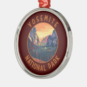 Yosemite Sunset Nationalpark Retro gestört Ornament Aus Metall (Links)