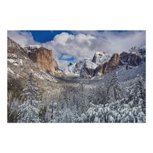 Yosemite-Tal im Schnee Poster