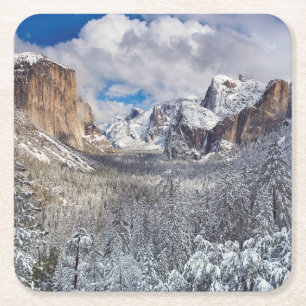 Yosemite-Tal im Schnee Rechteckiger Pappuntersetzer