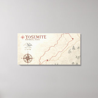 Yosemite-Trail-Karte Druck Leinwanddruck