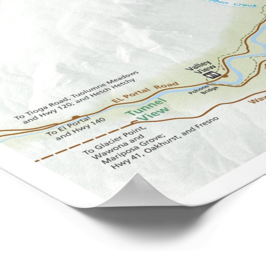 Yosemite Valley-Kartenplakat Poster (Ecke)