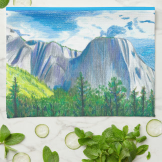 Yosemite Valley Landschaft Blautöne Küchenhandtuch Geschirrtuch