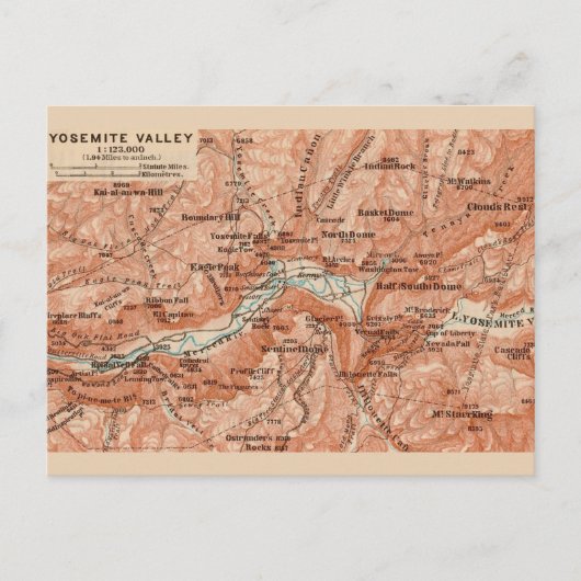  Yosemite Valley Map Postcard Postkarte (Vorderseite)