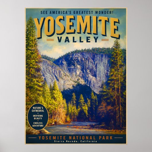 Yosemite-Valley-Reiseplakat Poster (Vorne)