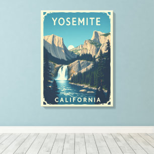 Yosemite Wasserfall Kalifornien Vintage Retro Leinwanddruck