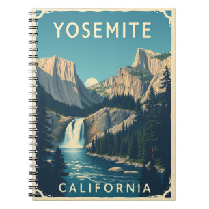 Yosemite Wasserfall Kalifornien Vintage Retro Notizblock