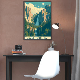 Yosemite-Wasserfall Vintage Retro Poster