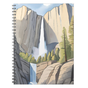 Yosemite Wasserfälle   Nationalpark Aquarell Notizblock