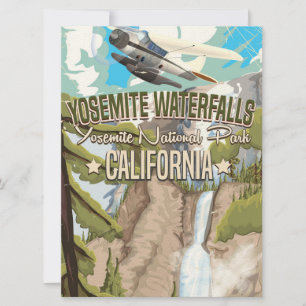 Yosemite Wasserfälle Vintage-Reiseposter Einladung
