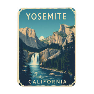 Yosemite Waterfall California Vintag Retro Magnet