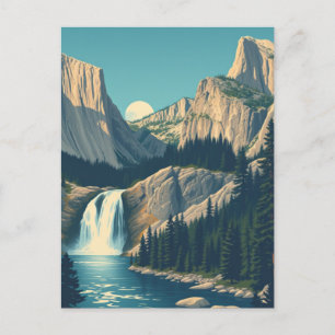 Yosemite Waterfall California Vintag Retro Postkarte