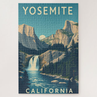 Yosemite Waterfall California Vintag Retro Puzzle