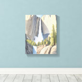 Yosemite Waterfall | Nationalpark Wasserfarbe Leinwanddruck (Insitu (Holzboden))