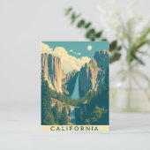 Yosemite Waterfall Vintag Retro Feiertagspostkarte (Stehend Vorderseite)