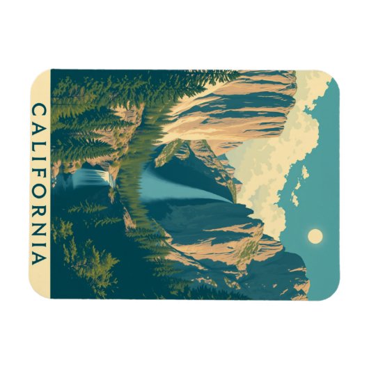 Yosemite Waterfall Vintag Retro Magnet (Horizontal)