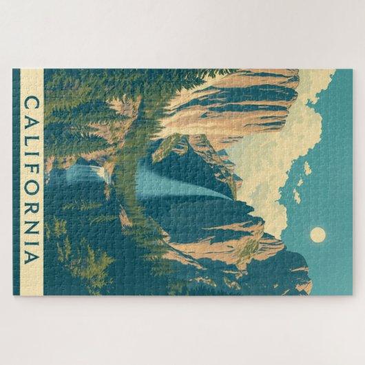 Yosemite Waterfall Vintag Retro Puzzle (Horizontal)