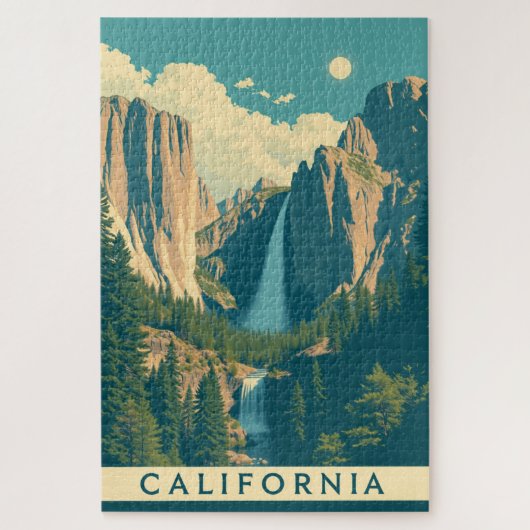 Yosemite Waterfall Vintag Retro Puzzle (Vertikal)