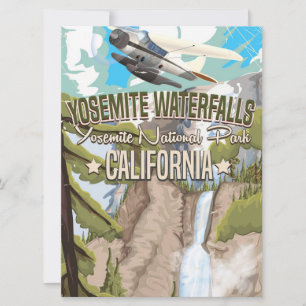 Yosemite Waterfall Vintage Reiseplakat Einladung