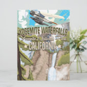 Yosemite Waterfall Vintage Reiseplakat Einladung (Stehend Vorderseite)