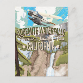 Yosemite Waterfall Vintage Reiseplakat Postkarte