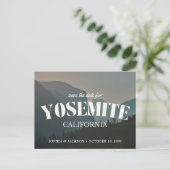Yosemite Wedding Save the Date Retro Postcard Postkarte (Stehend Vorderseite)