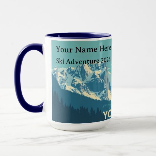 Yosemite Winter Retro: Half Dome & Schneegipfel Tasse (Links)