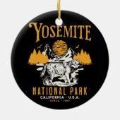 Yosemite Woodland Scenery with Retro Wolf Keramik Ornament (Hinten)
