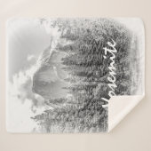Yosemite's Half Dome im Winter mit Yosemite Text Sherpadecke (Vorderseite (Horizontal))