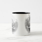 Yosemite's Half Dome im Winter mit Yosemite Text Zweifarbige Tasse (Mittel)