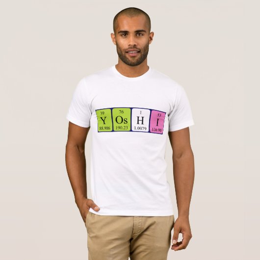 Yoshi Namen-Shirt periodischer Tabelle T-Shirt (Vorne ganz)