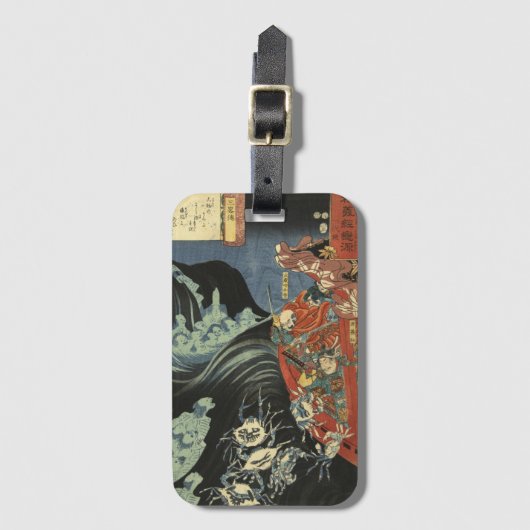 Yoshitsune gegen die Taira-Geister: Japanisch Ukiy Gepäckanhänger (Vorderseite Vertikal)