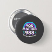 You 988 Suicide Prevention Awareness Rainbow Ribbo Button (Vorne & Hinten)