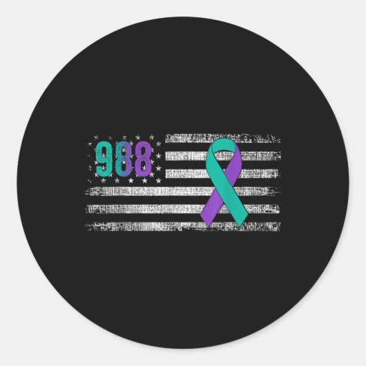 You 988 Suicide Prevention Awareness Ribbon Runder Aufkleber (Vorderseite)