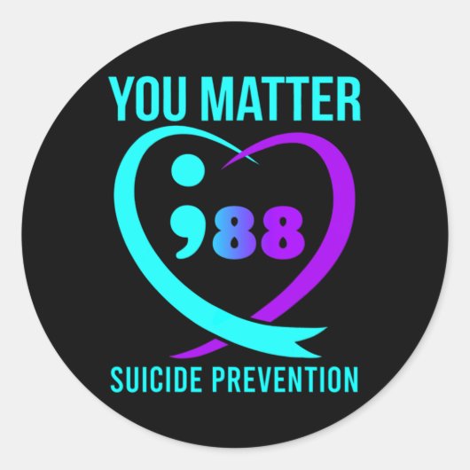 You 988 Suicide Prevention Awareness Runder Aufkleber (Vorderseite)
